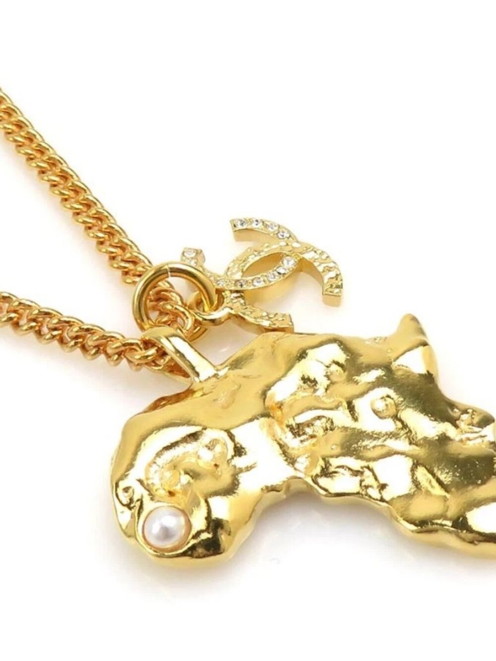 CHANEL CC Logo Necklace Gold Metal